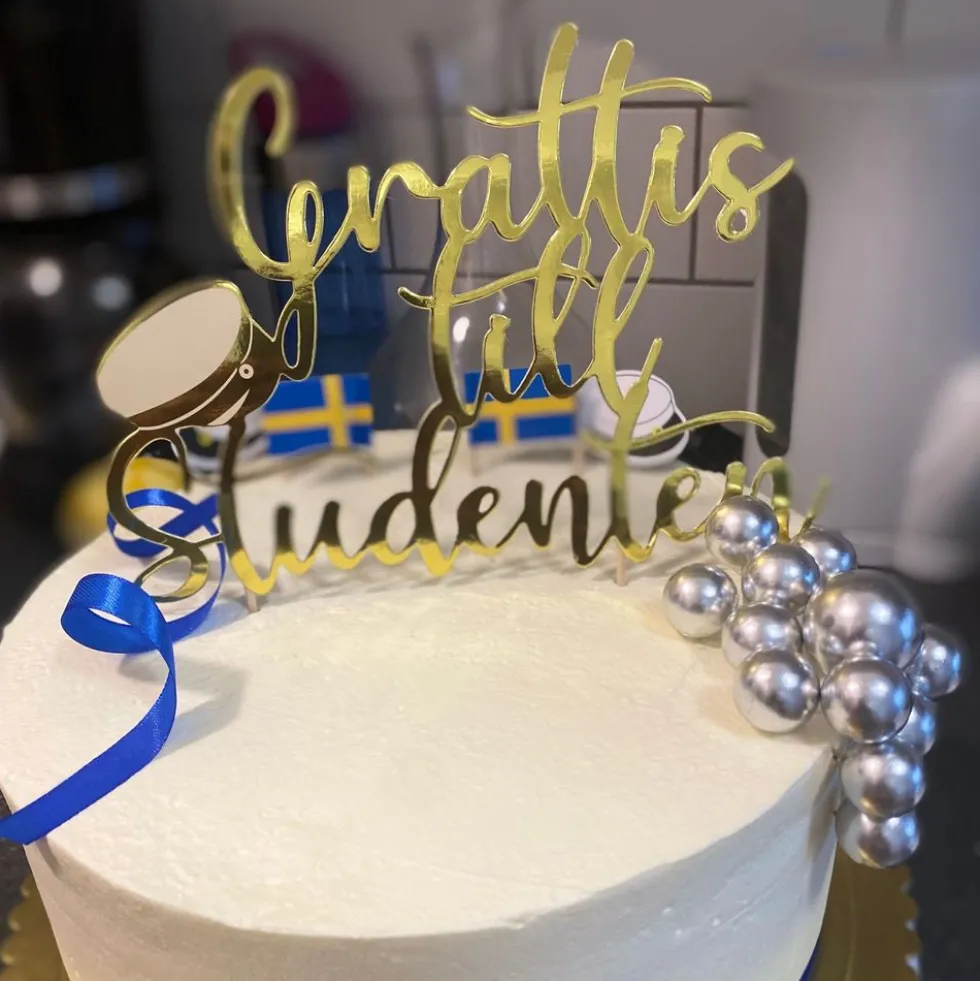 Tårtdekoration Grattis Till Studenten Guld