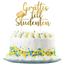 Tårtdekoration Grattis Till Studenten Guld