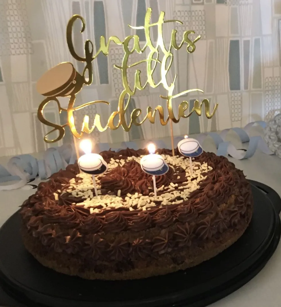 Tårtdekoration Grattis Till Studenten Guld