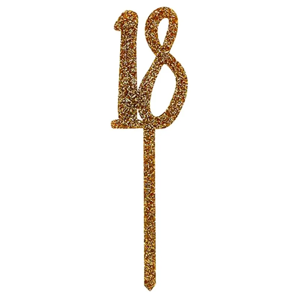 Tårtdekoration 18 Guld i Akryl