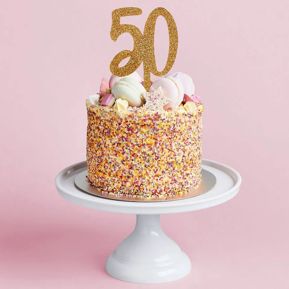 Tårtdekoration 50 Guld i Akryl