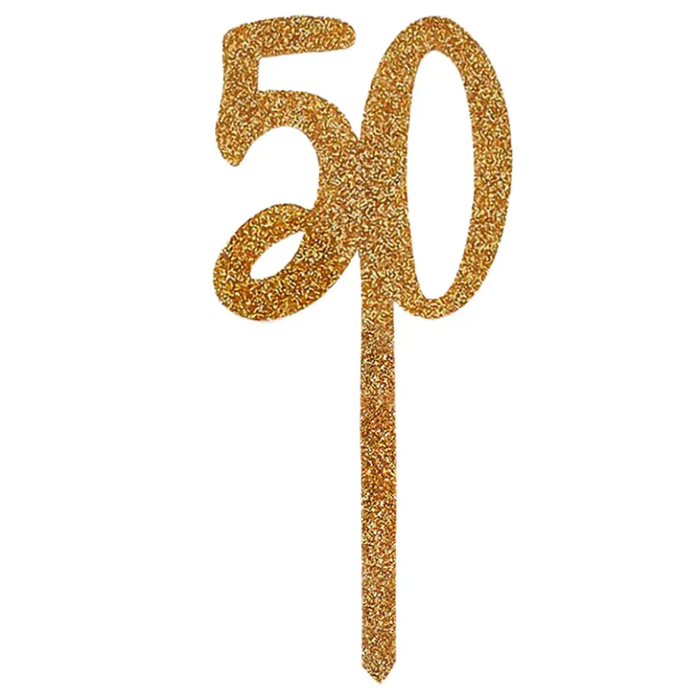 Tårtdekoration 50 Guld i Akryl