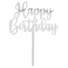 Tårtdekoration Happy Birthday Silver