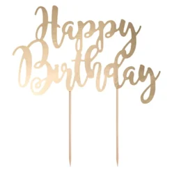 Tårtdekoration Happy Birthday Guld