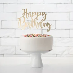 Tårtdekoration Happy Birthday Guld
