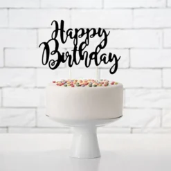 Tårtdekoration Happy Birthday Svart