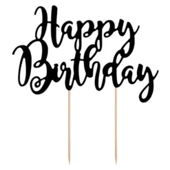 Tårtdekoration Happy Birthday Svart