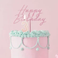 Tårtdekoration Happy Birthday Ljusrosa