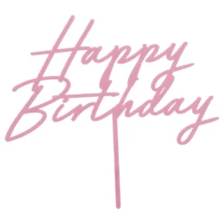 Tårtdekoration Happy Birthday Ljusrosa