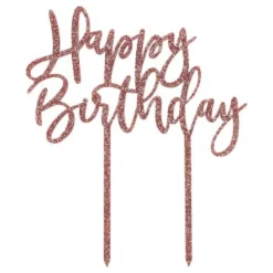 Tårtdekoration Happy Birthday Roséguld i Akryl