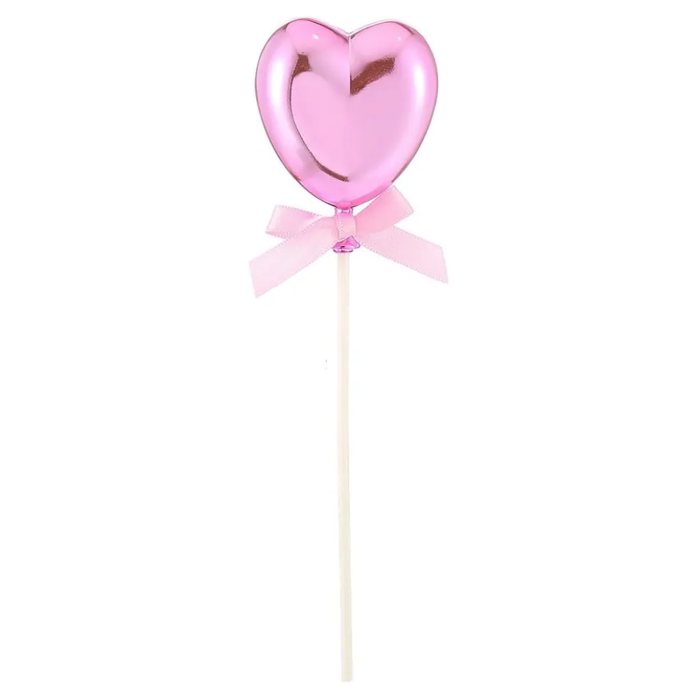 Tårtdekoration Hjärta Rosa med Rosett