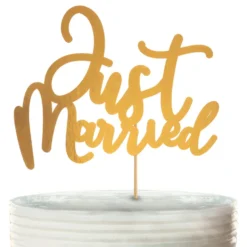 Tårtdekoration Just Married Guld