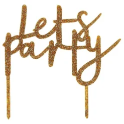 Tårtdekoration Let's Party Guld i Akryl