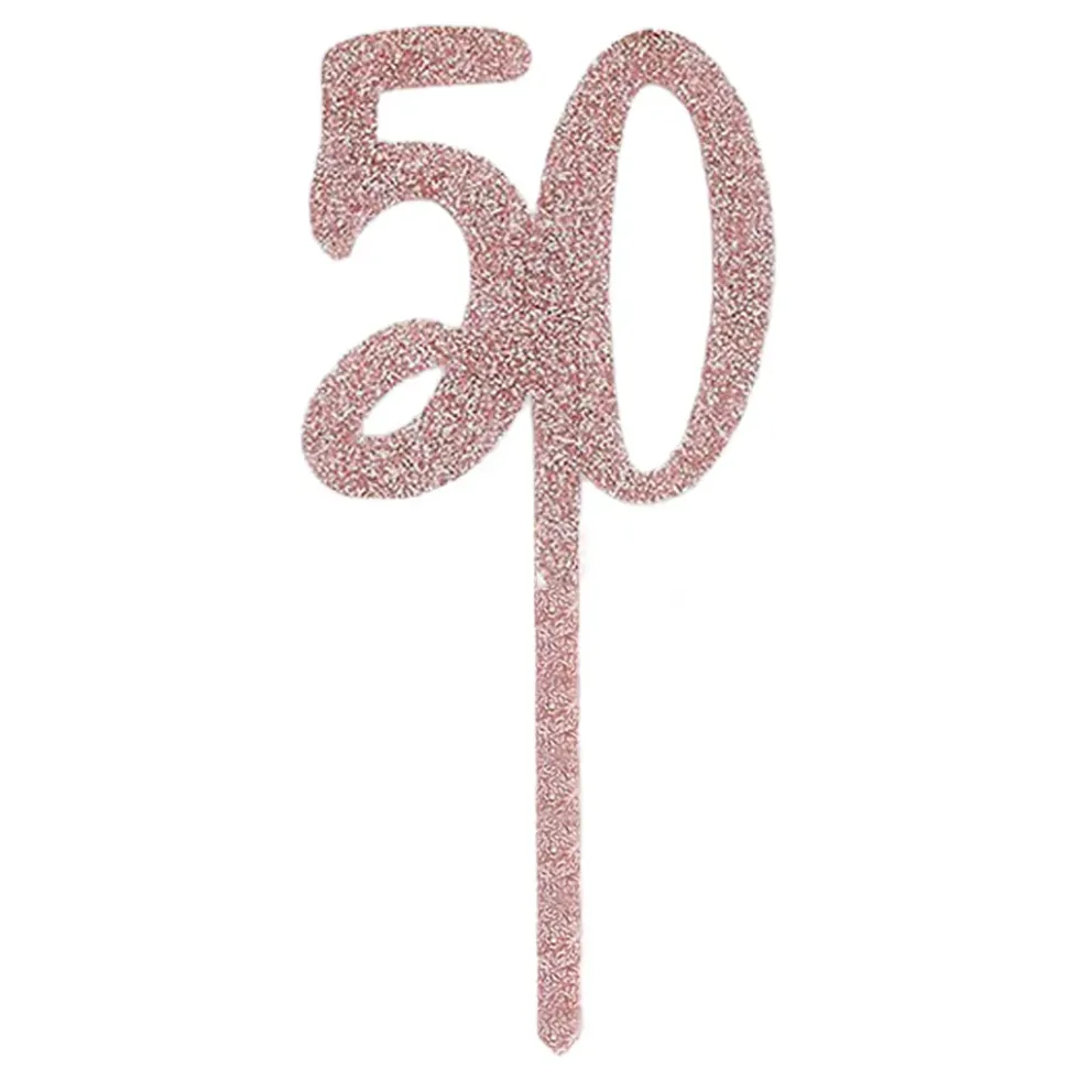 Tårtdekoration 50 Roséguld i Akryl