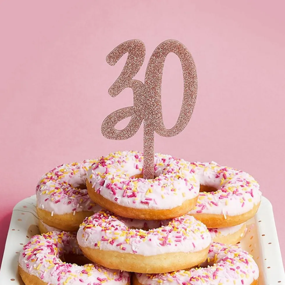 Tårtdekoration 30 Roséguld i Akryl