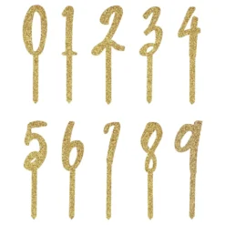 Tårtdekoration Siffra Guld Glitter i Akryl