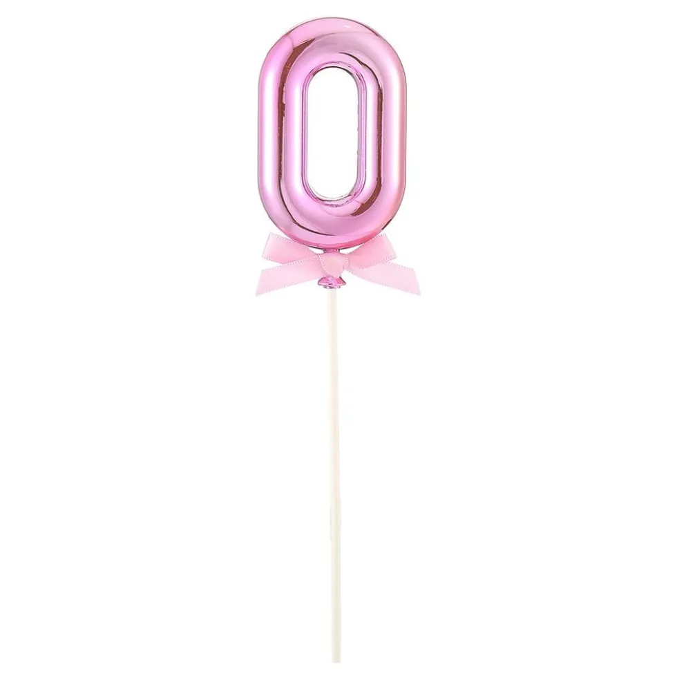 Tårtdekoration Siffra Rosa med Rosett
