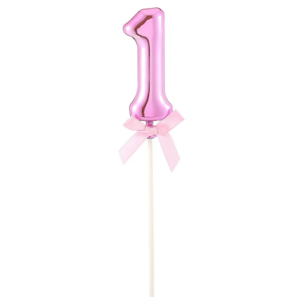 Tårtdekoration Siffra Rosa med Rosett