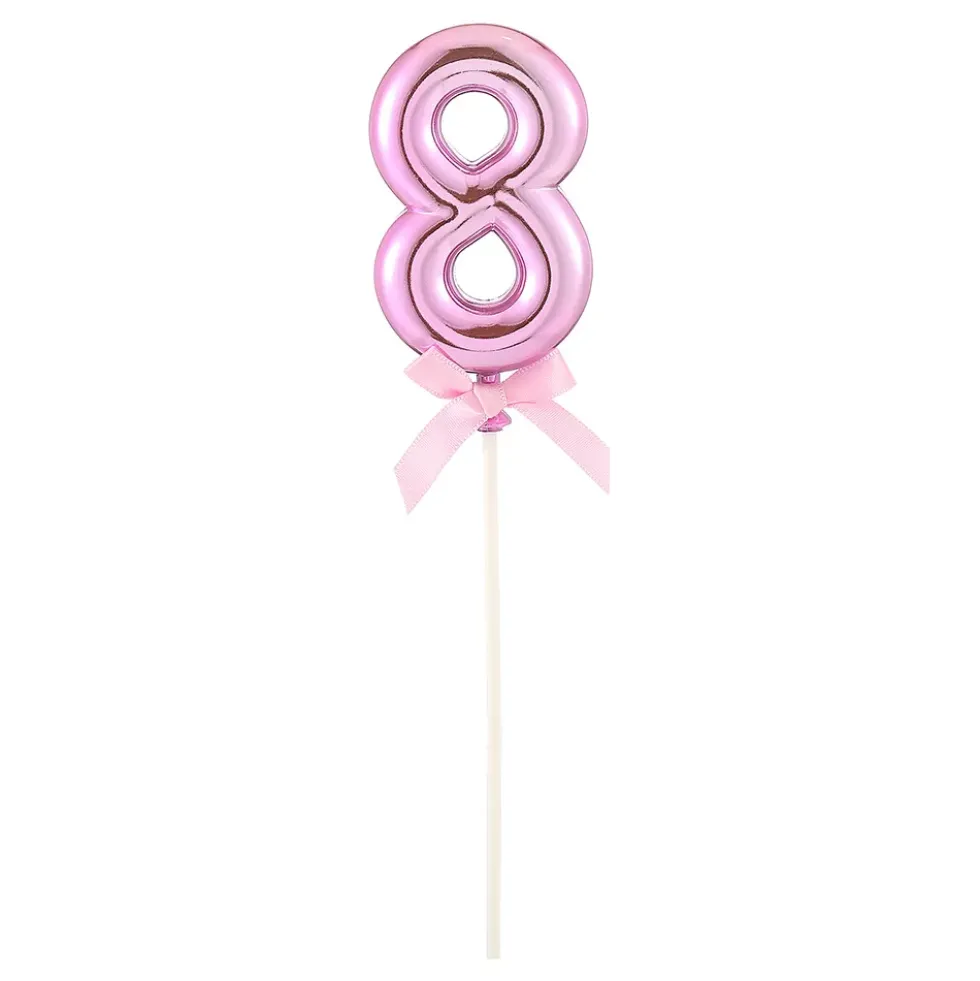 Tårtdekoration Siffra Rosa med Rosett