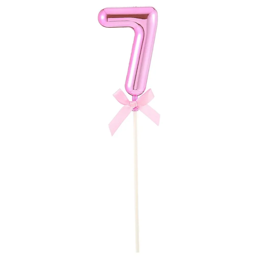 Tårtdekoration Siffra Rosa med Rosett