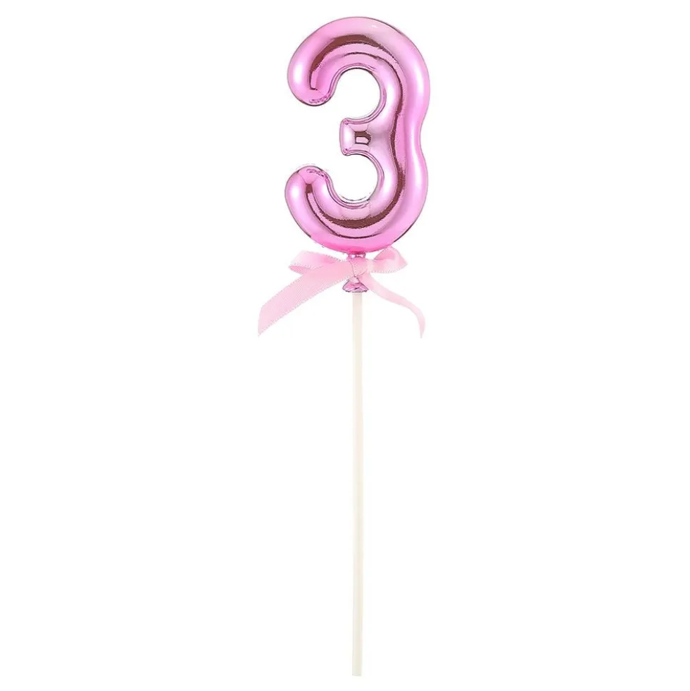 Tårtdekoration Siffra Rosa med Rosett