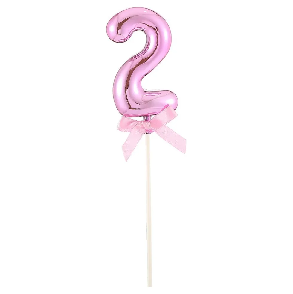 Tårtdekoration Siffra Rosa med Rosett