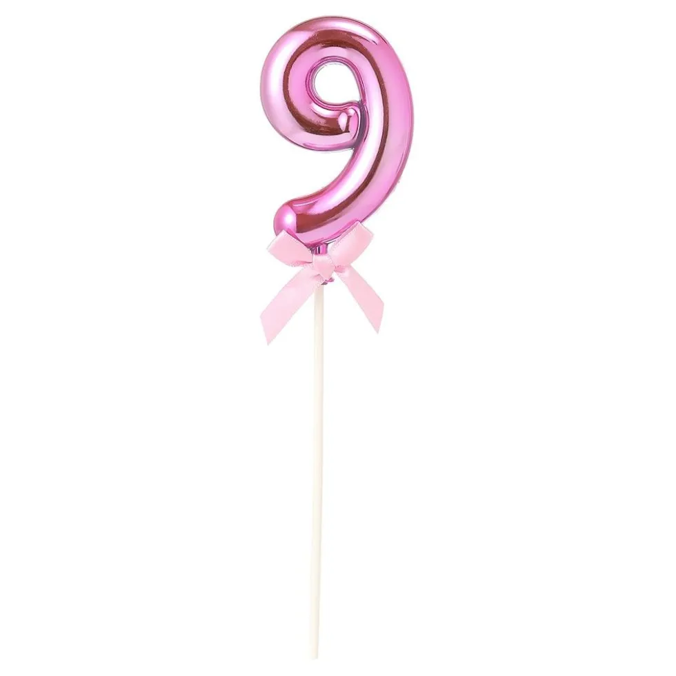 Tårtdekoration Siffra Rosa med Rosett