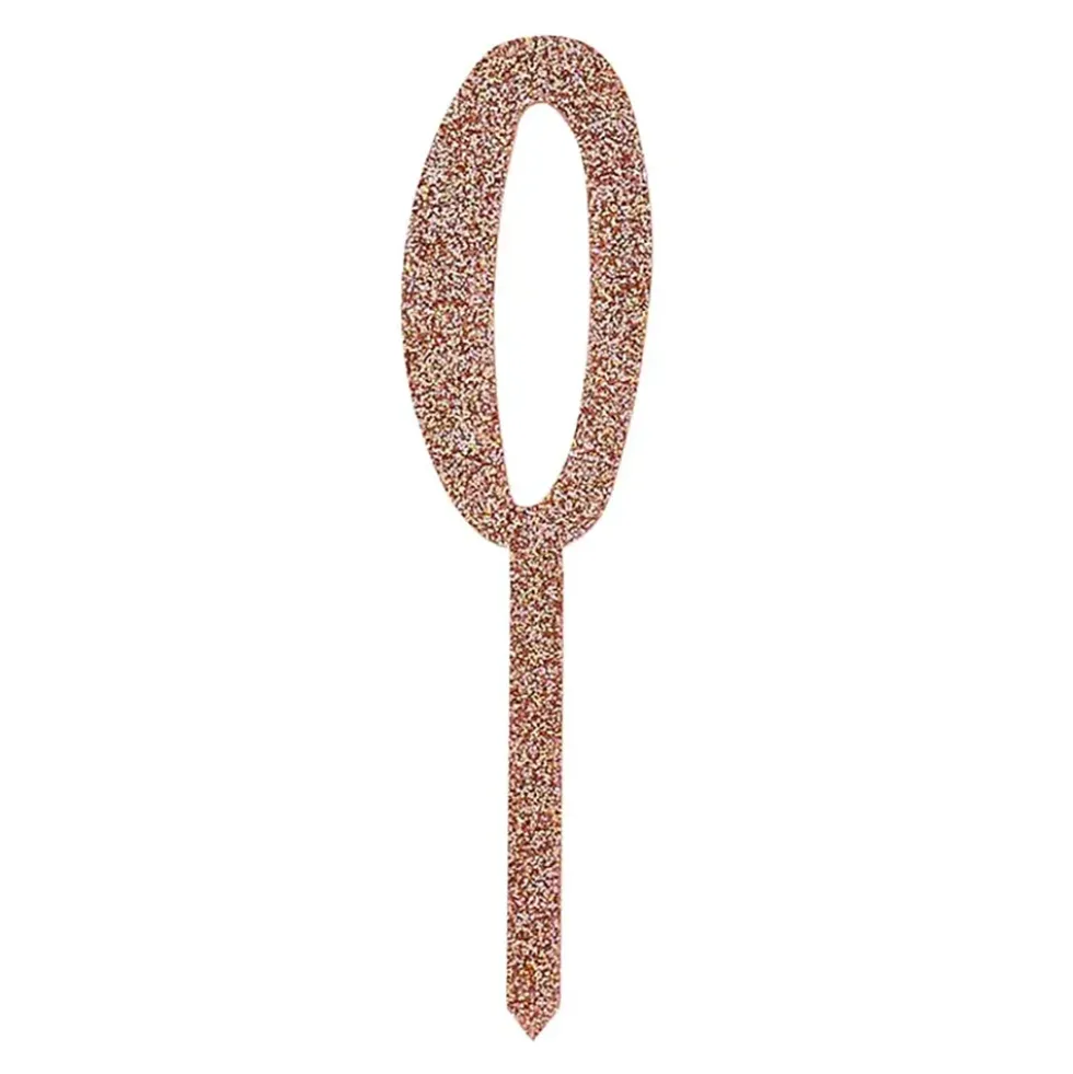 Tårtdekoration Siffra Roséguld Glitter i Akryl