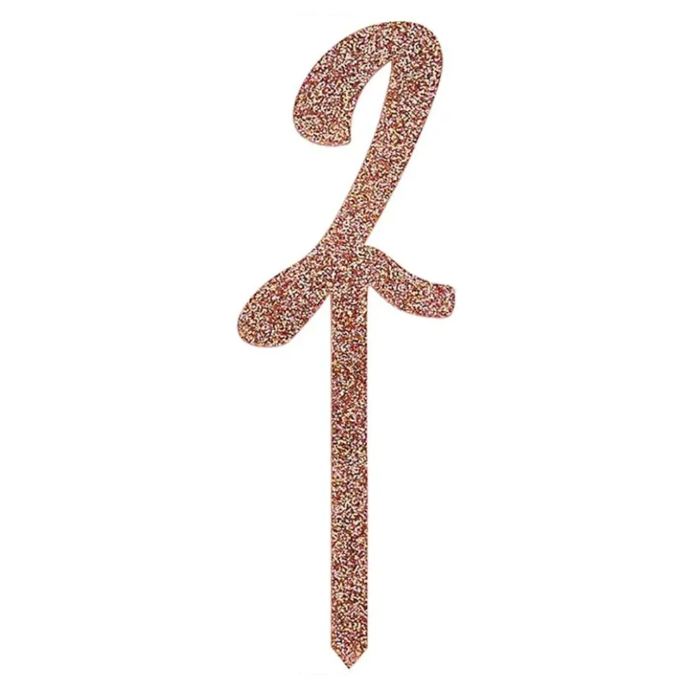 Tårtdekoration Siffra Roséguld Glitter i Akryl