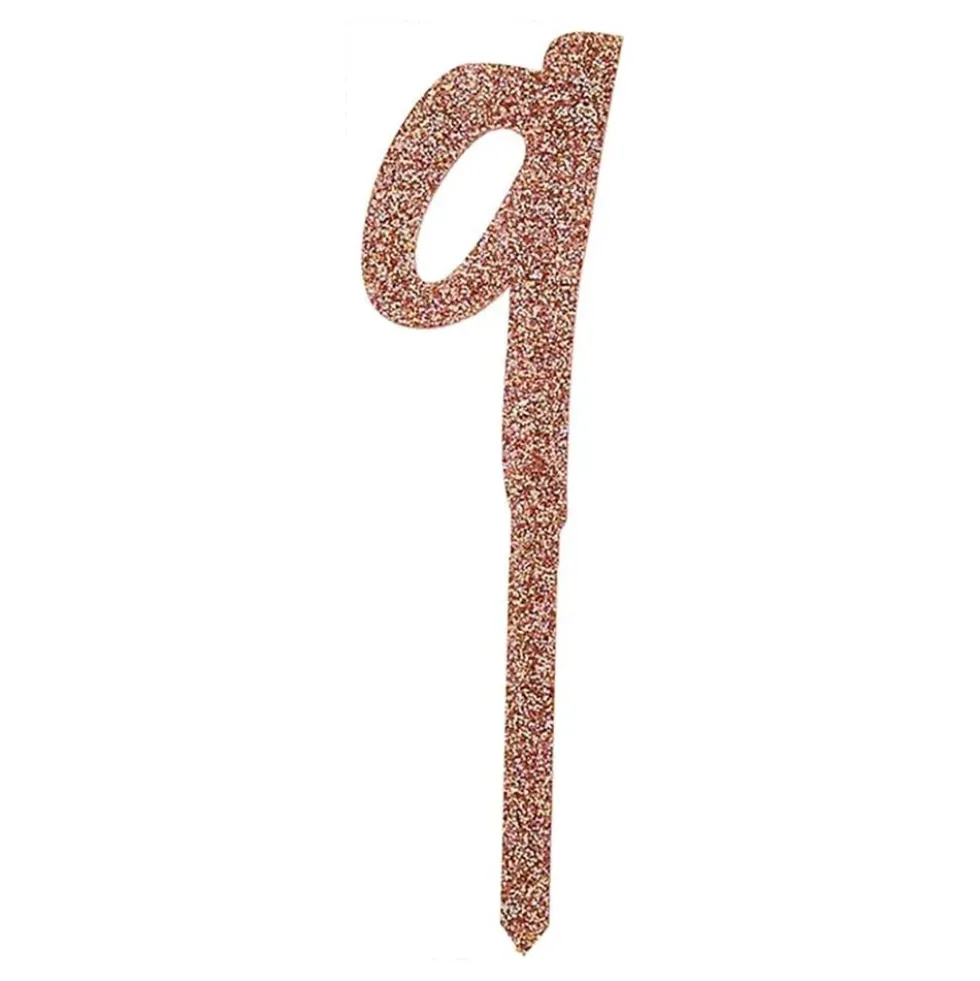 Tårtdekoration Siffra Roséguld Glitter i Akryl