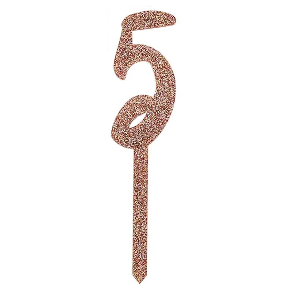 Tårtdekoration Siffra Roséguld Glitter i Akryl