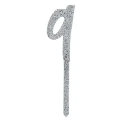 Tårtdekoration Siffra Silver Glitter i Akryl