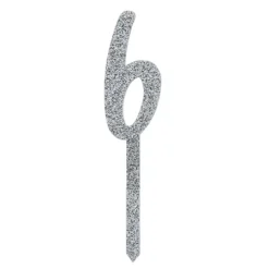 Tårtdekoration Siffra Silver Glitter i Akryl