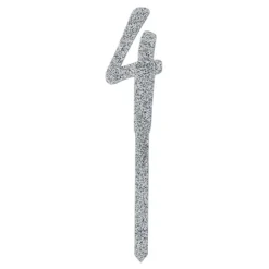Tårtdekoration Siffra Silver Glitter i Akryl