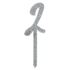 Tårtdekoration Siffra Silver Glitter i Akryl
