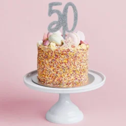 Tårtdekoration 50 Silver i Akryl