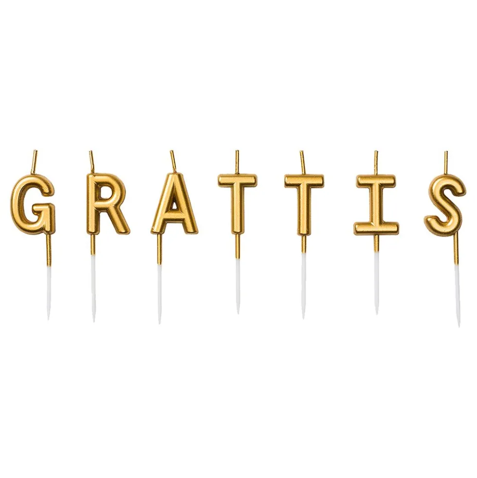 Tårtljus Grattis Guld