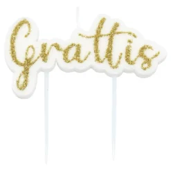 Tårtljus Grattis Guld Glitter