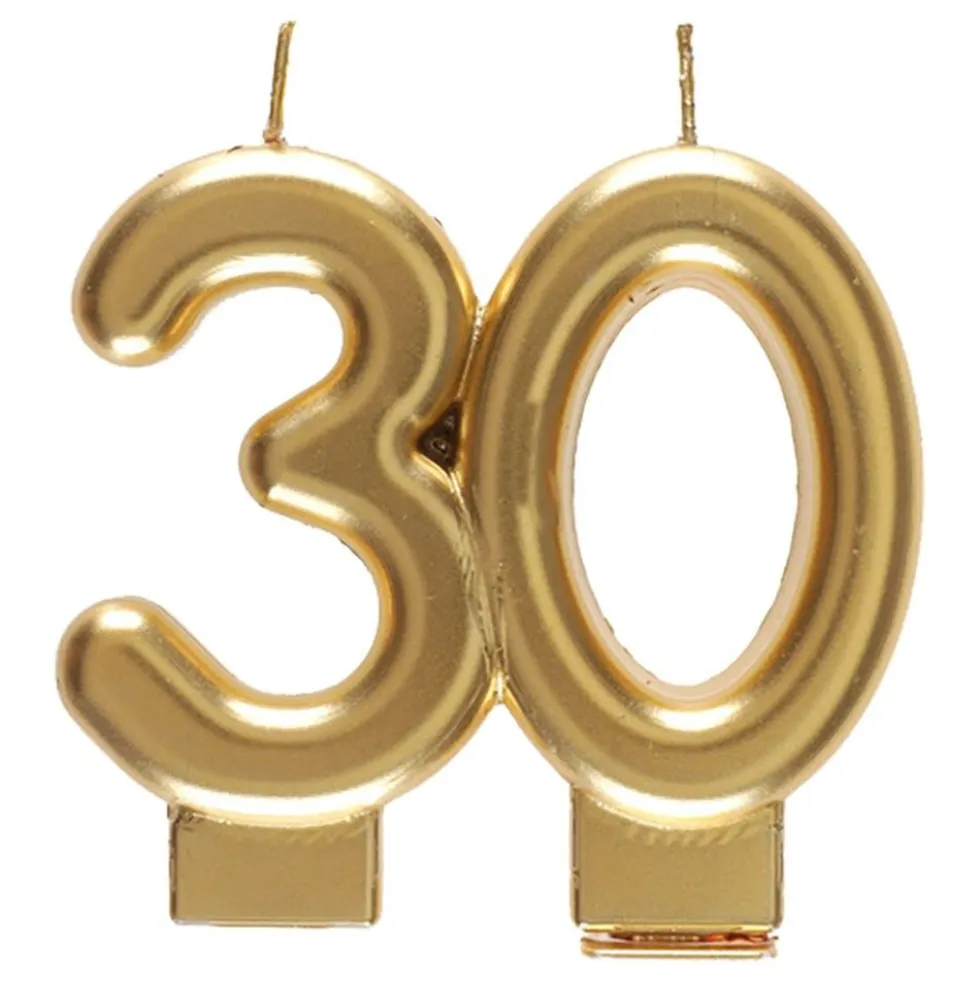 Tårtljus 30 Matt Guld