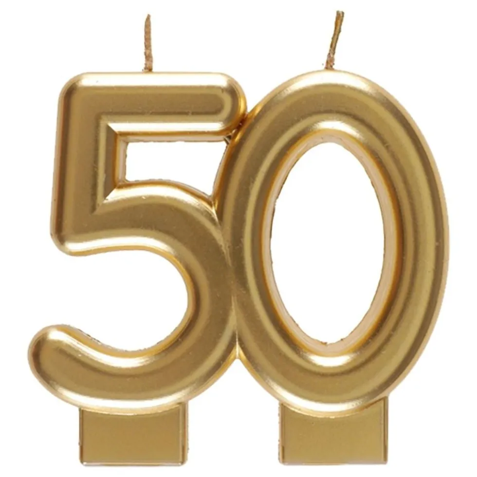 Tårtljus 50 Matt Guld
