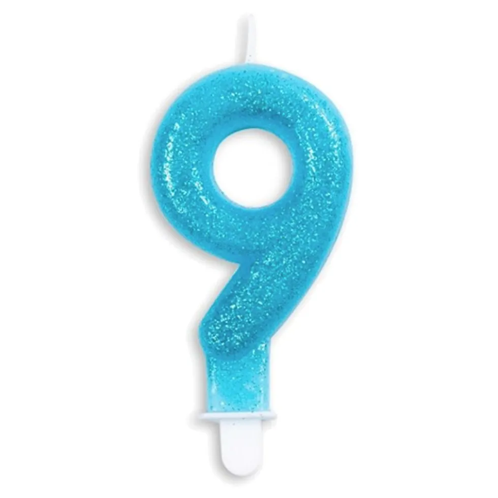 Tårtljus Siffra Glitter Blå