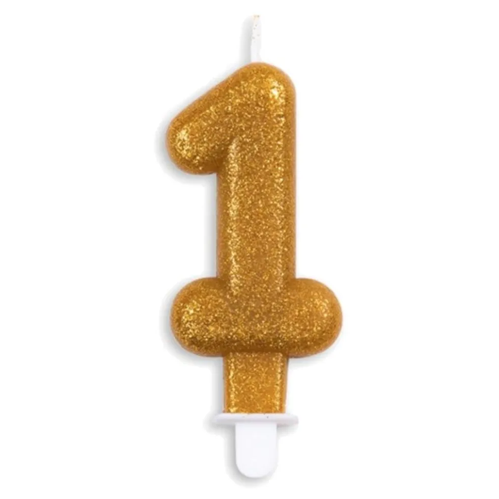 Tårtljus Siffra Glitter Guld