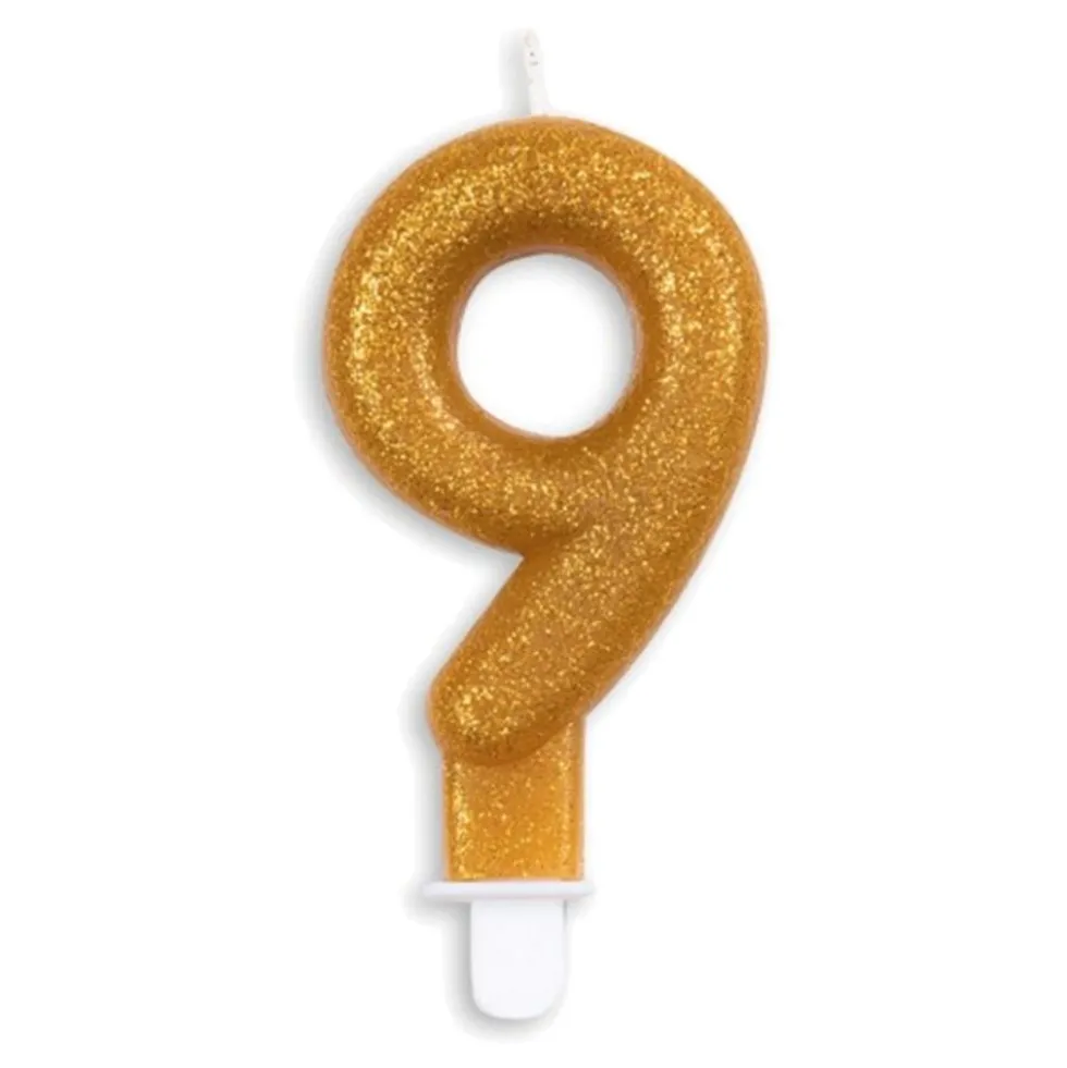 Tårtljus Siffra Glitter Guld