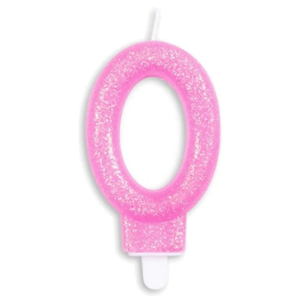 Tårtljus Siffra Glitter Rosa
