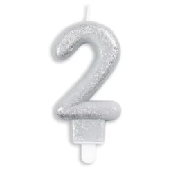 Tårtljus Siffra Glitter Silver