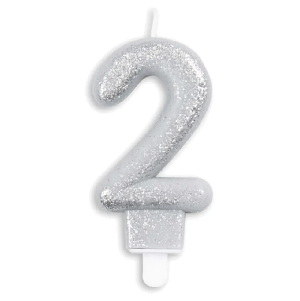 Tårtljus Siffra Glitter Silver