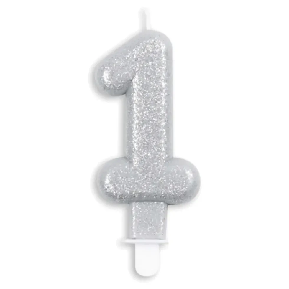 Tårtljus Siffra Glitter Silver