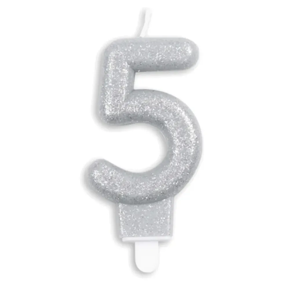 Tårtljus Siffra Glitter Silver