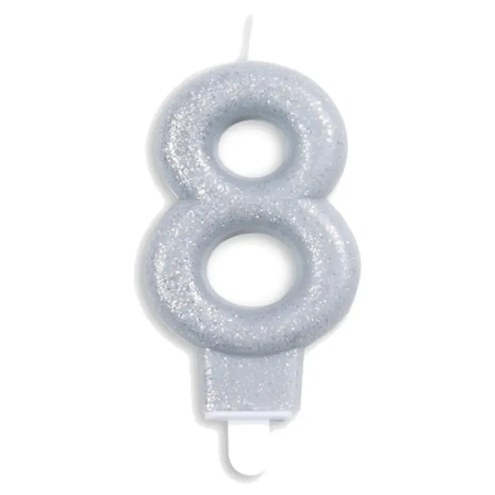 Tårtljus Siffra Glitter Silver