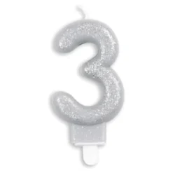 Tårtljus Siffra Glitter Silver